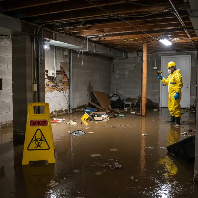 Flooded Basement Electrical Hazard in Oakhurst, OK Property